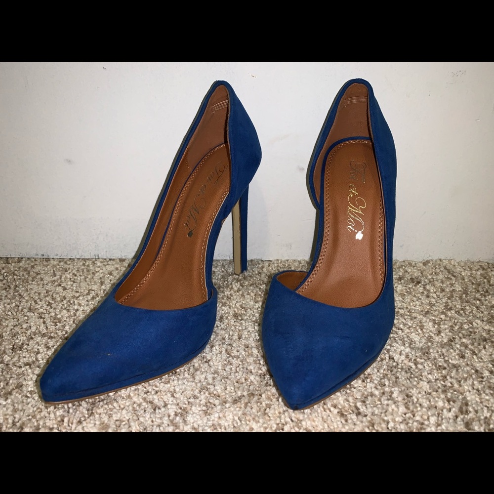Navy high heels.